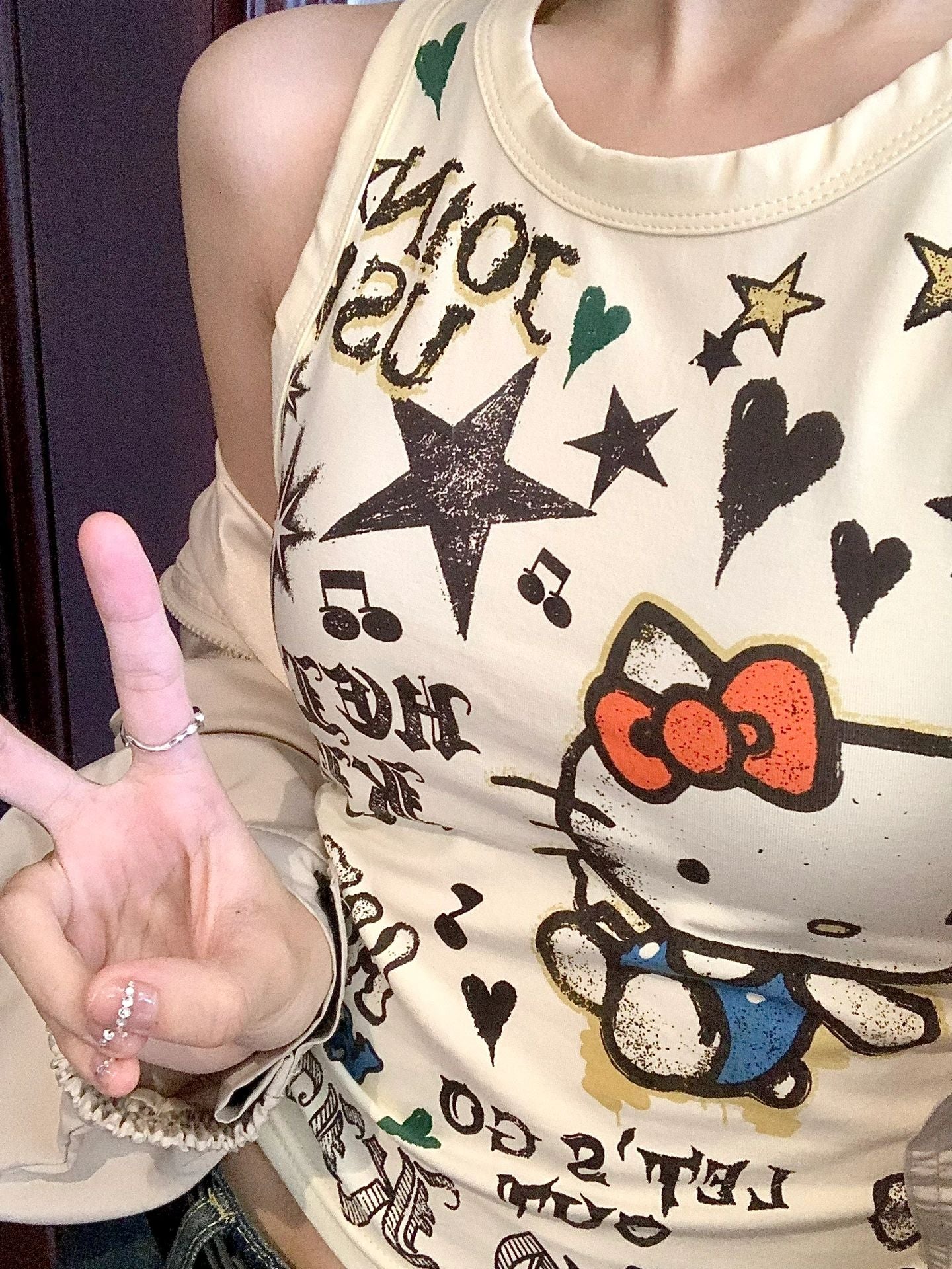 Hellokitty Women’s Sleeveless Racer Back Tank Tops Halter Neck Crop Tops