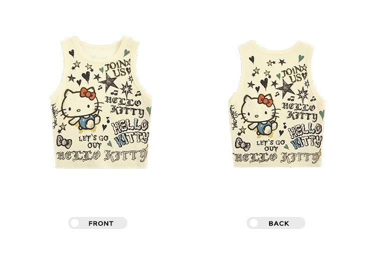 Hellokitty Women’s Sleeveless Racer Back Tank Tops Halter Neck Crop Tops