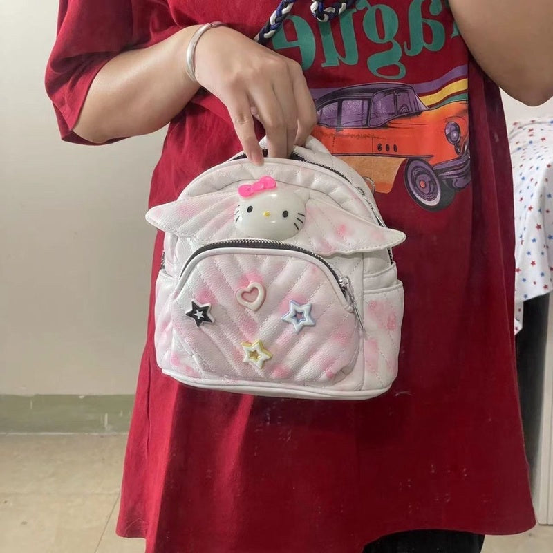 Hellokitty Fashion Backpack Mini Backpack Purse for Women Teenage Girls Purses PU Leather Backpack Shoulder Bag