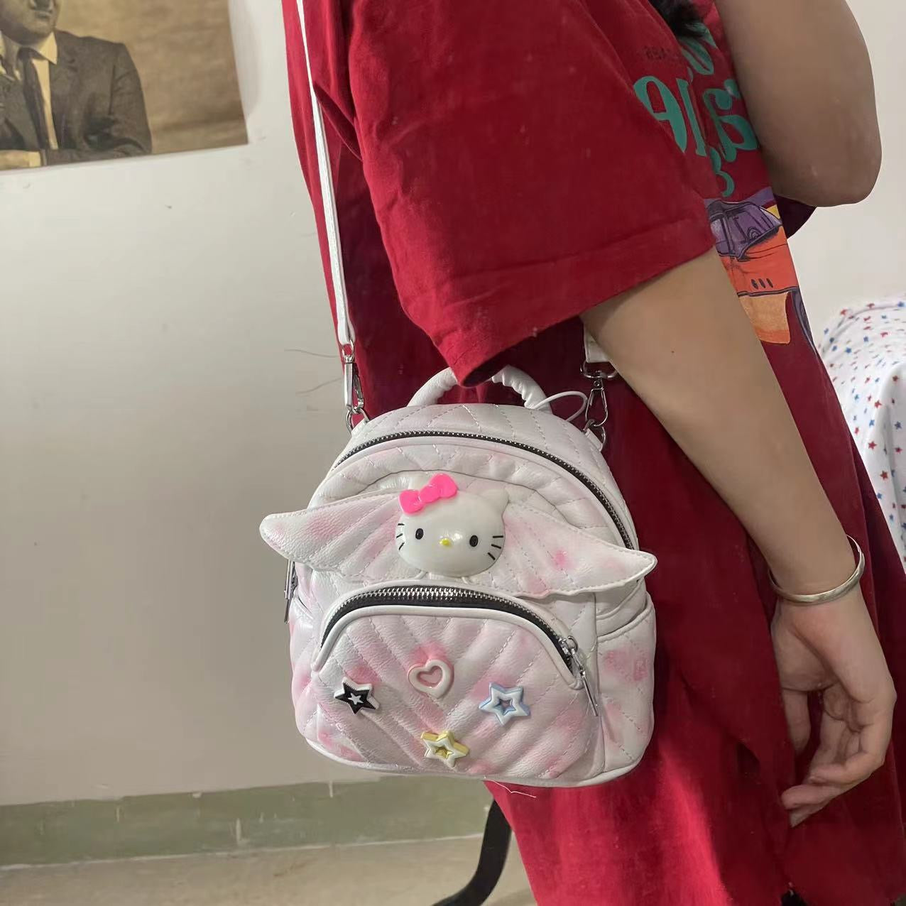 Hellokitty Fashion Backpack Mini Backpack Purse for Women Teenage Girls Purses PU Leather Backpack Shoulder Bag