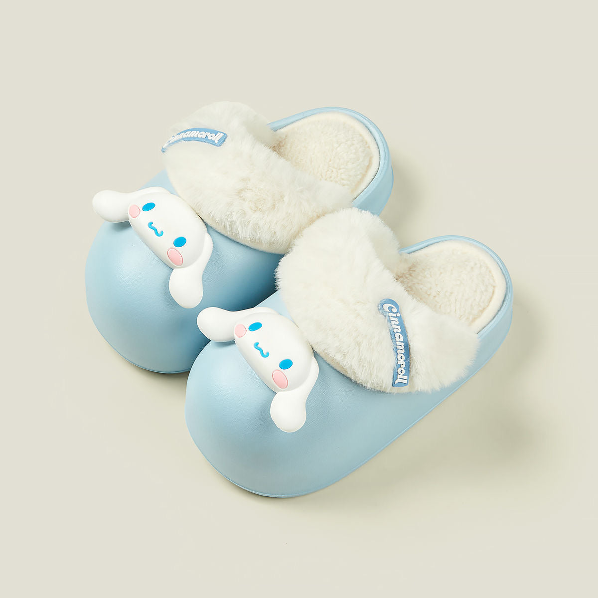 Sanrio Slides Fuzzy for Women Slippers Winter Warm Plush Comfy Non-Slip Waterproof House Cloud Slide Slippers for Indoor Outdoor