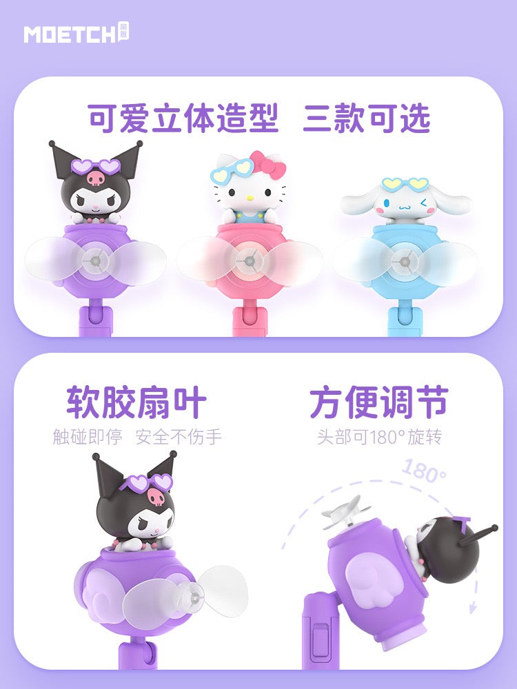 Sanrio Handheld Fan Portable, Mini Hand Held Fan Personal Desk Table Fan with Base for Women Girls Kids Outdoor