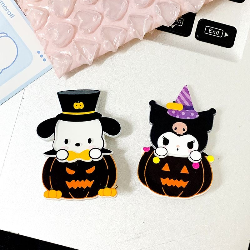 Sanrio Halloween Pumpkin hairpin|6 Count (Pack of 1)
