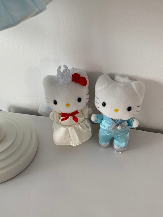 Hellokitty and Dear Daniel Wedding Plush Couple Keychain Cute Pendant Doll Keyring Accessories Pendant Toy Gift