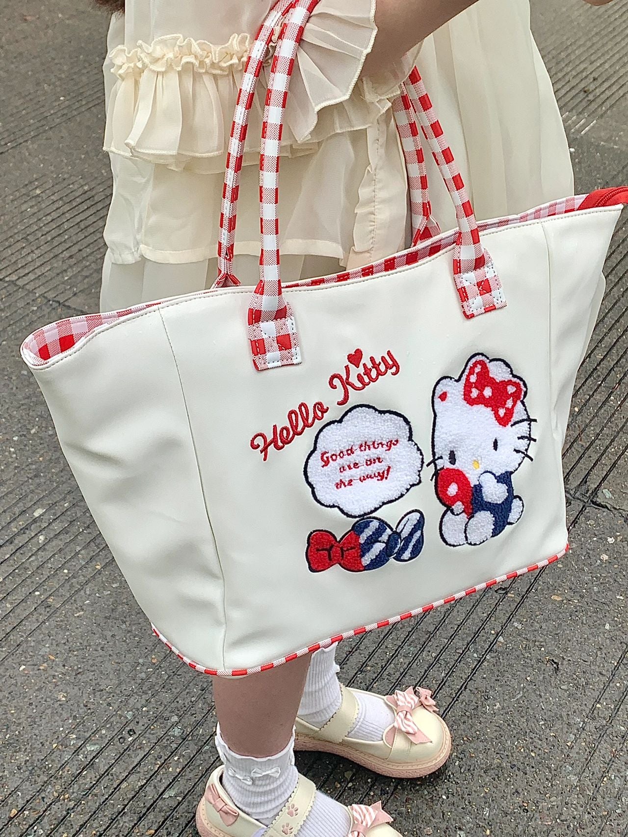 Hello Kitty Cute Tote Bag, Shopping Bag, Gym Bag, Kitchen Reusable Grocery Bag