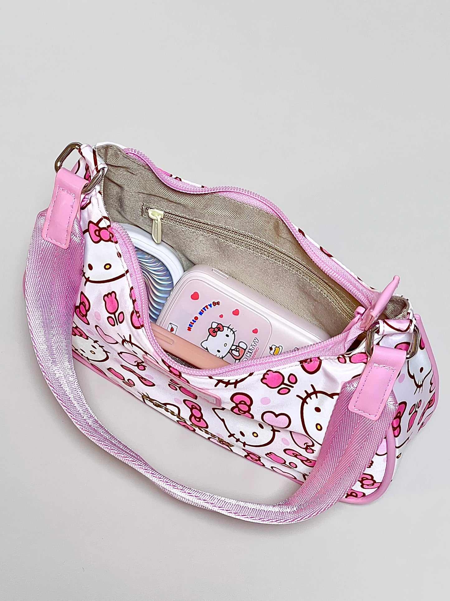 Sanrio Hobo Bag for Women Nylon Shoulder Crossbody Bags Y2K Small Clutch Totes Handbag Evening Armpit Top Handle Purse(gift box packaging)