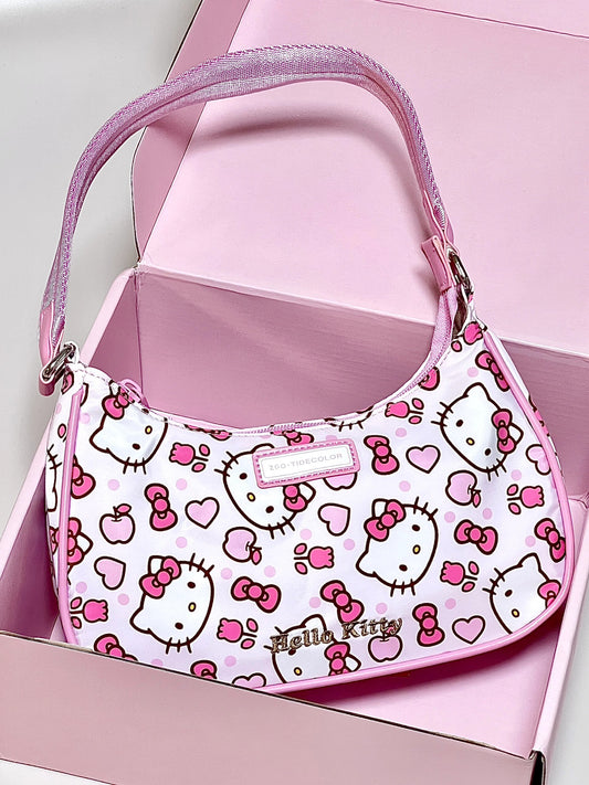 Sanrio Hobo Bag for Women Nylon Shoulder Crossbody Bags Y2K Small Clutch Totes Handbag Evening Armpit Top Handle Purse(gift box packaging)
