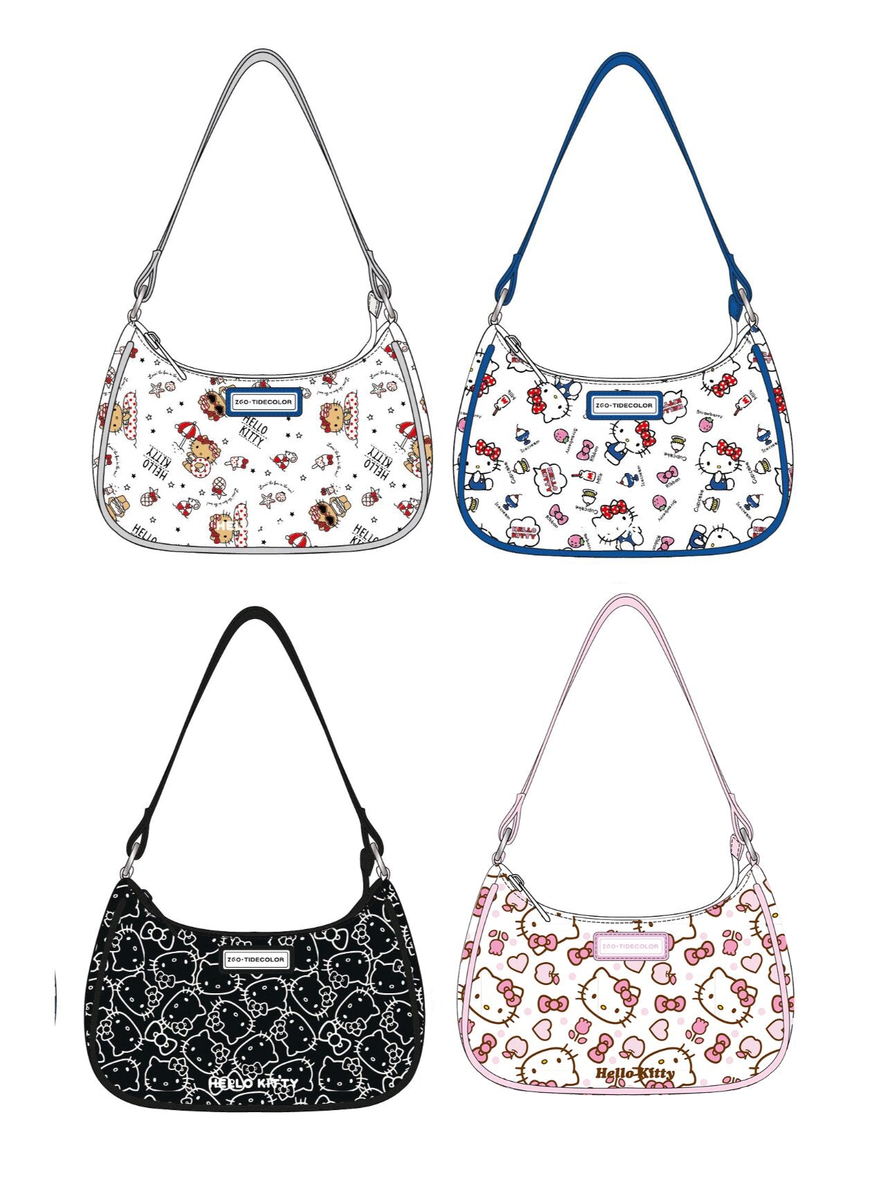 Sanrio Hobo Bag for Women Nylon Shoulder Crossbody Bags Y2K Small Clutch Totes Handbag Evening Armpit Top Handle Purse(gift box packaging)