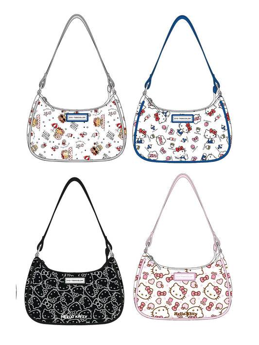 Sanrio Hobo Bag for Women Nylon Shoulder Crossbody Bags Y2K Small Clutch Totes Handbag Evening Armpit Top Handle Purse(gift box packaging)