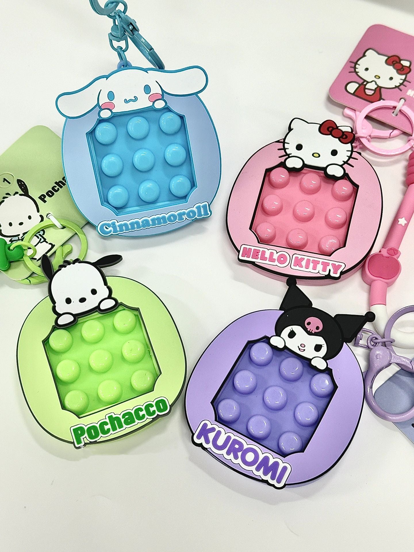 Sanrio Pop Fidget Sensory Toys keychains, Autism Special Needs Stress Relief Silicone Pressure Relieving Toys Squeeze Toys for Kids Children Adults