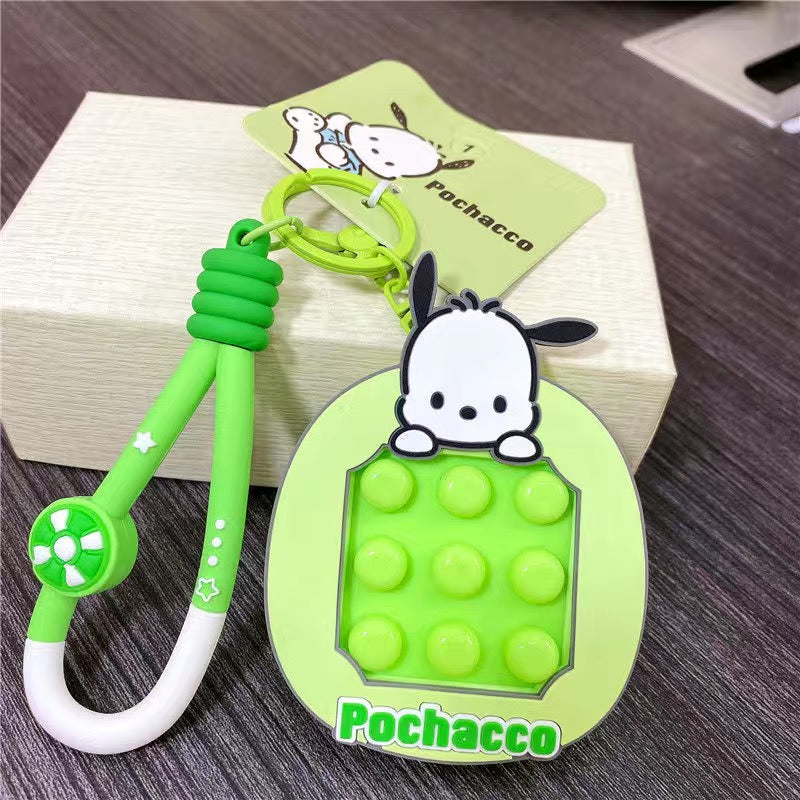 Sanrio Pop Fidget Sensory Toys keychains, Autism Special Needs Stress Relief Silicone Pressure Relieving Toys Squeeze Toys for Kids Children Adults