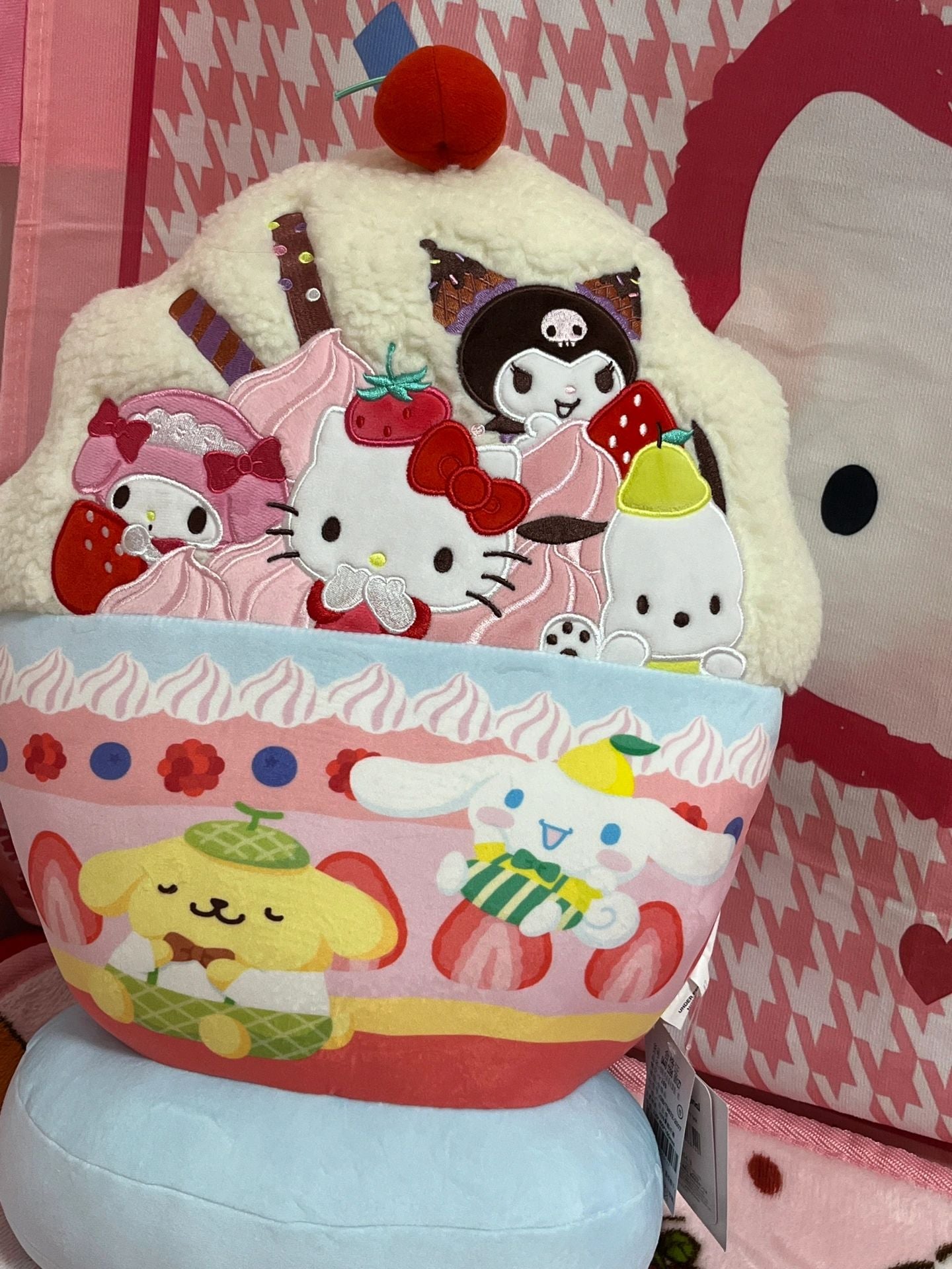 Sanrio Ice Cream Plush |Blanket and Pillow Set,2 in 1 Plush Stuffed Hugging Pillow Blanket for Kids Gift Travel Airplane Train Bed Office Nap