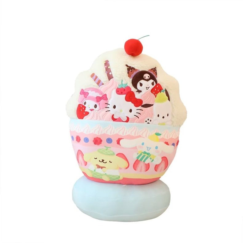 Sanrio Ice Cream Plush |Blanket and Pillow Set,2 in 1 Plush Stuffed Hugging Pillow Blanket for Kids Gift Travel Airplane Train Bed Office Nap