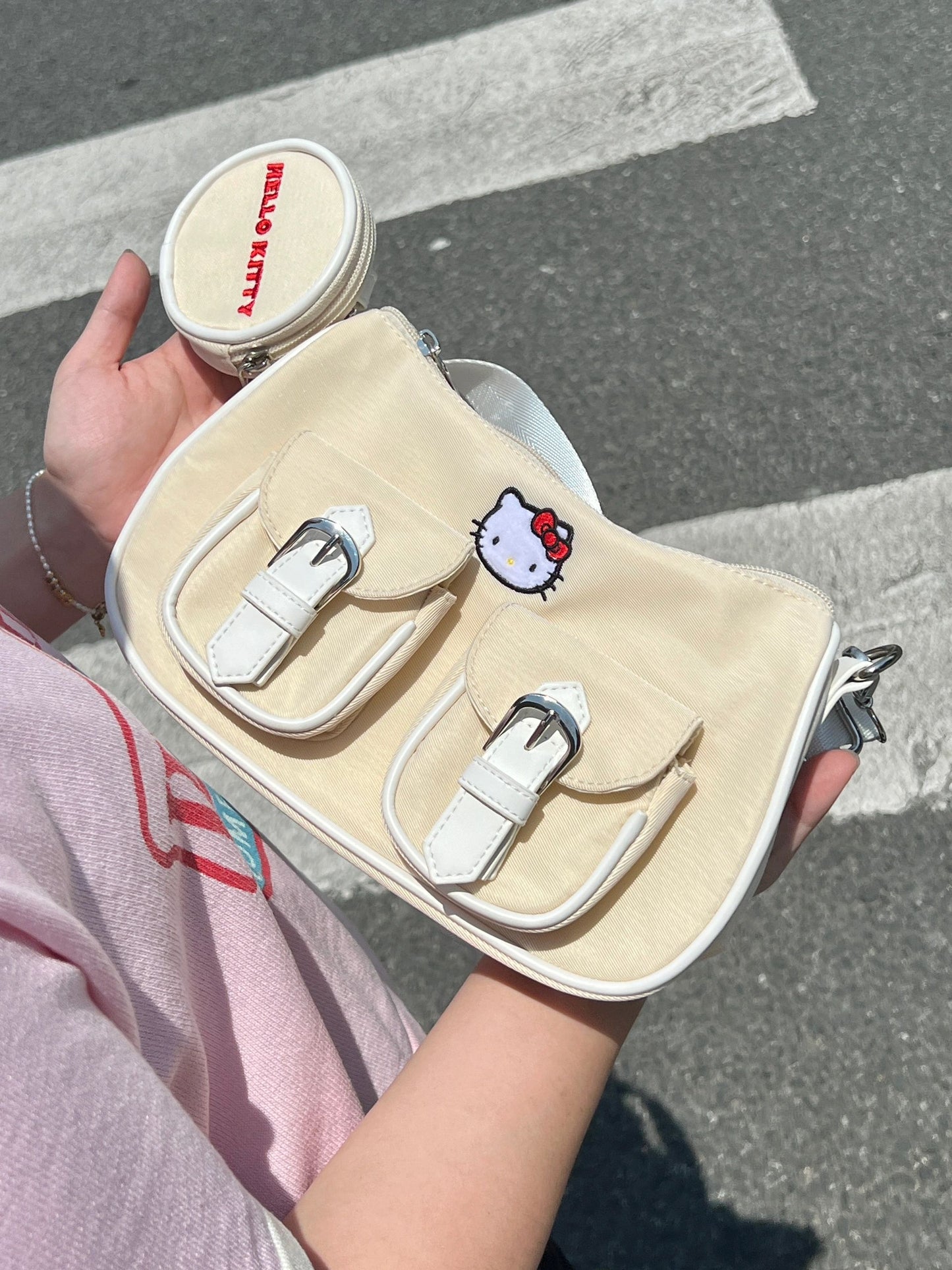 Sanrio Hobo Bag for Women Canvas Shoulder Crossbody Bags Y2K Small Clutch Totes Handbag Evening Armpit Top Handle Purse