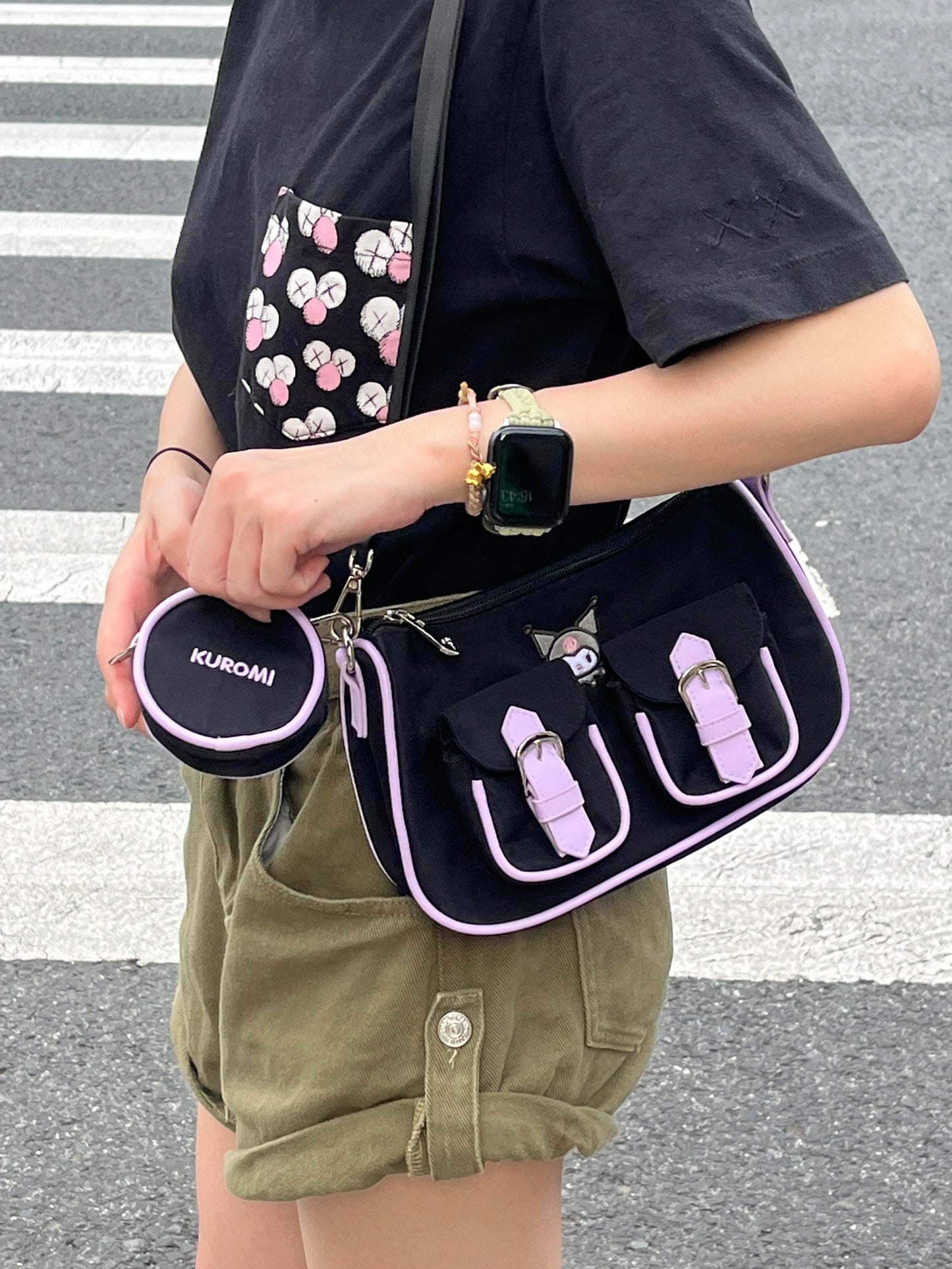 Sanrio Hobo Bag for Women Canvas Shoulder Crossbody Bags Y2K Small Clutch Totes Handbag Evening Armpit Top Handle Purse