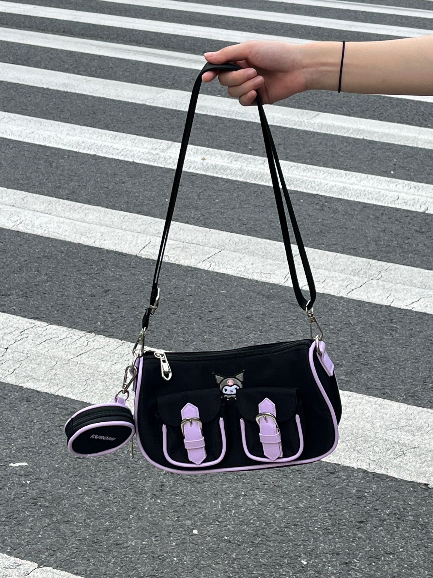 Sanrio Hobo Bag for Women Canvas Shoulder Crossbody Bags Y2K Small Clutch Totes Handbag Evening Armpit Top Handle Purse