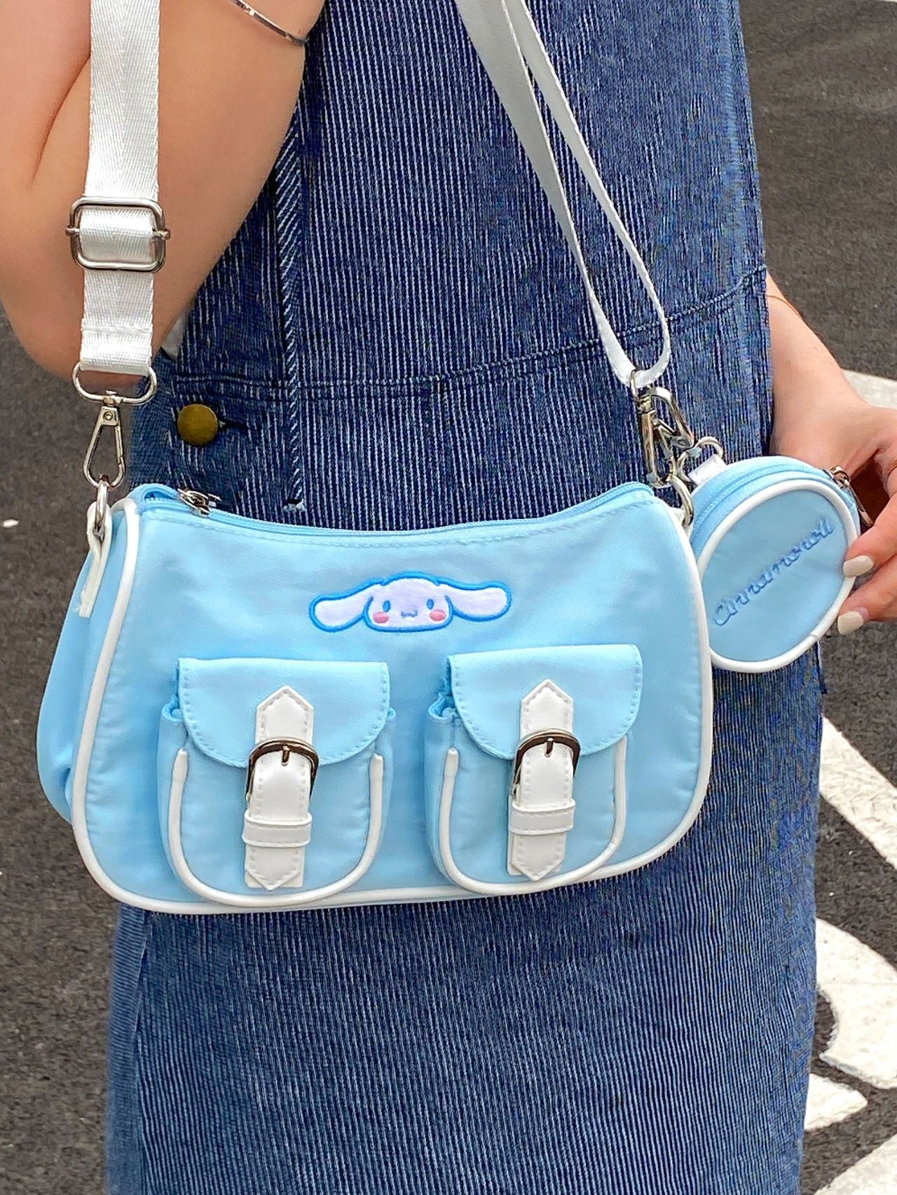 Sanrio Hobo Bag for Women Canvas Shoulder Crossbody Bags Y2K Small Clutch Totes Handbag Evening Armpit Top Handle Purse