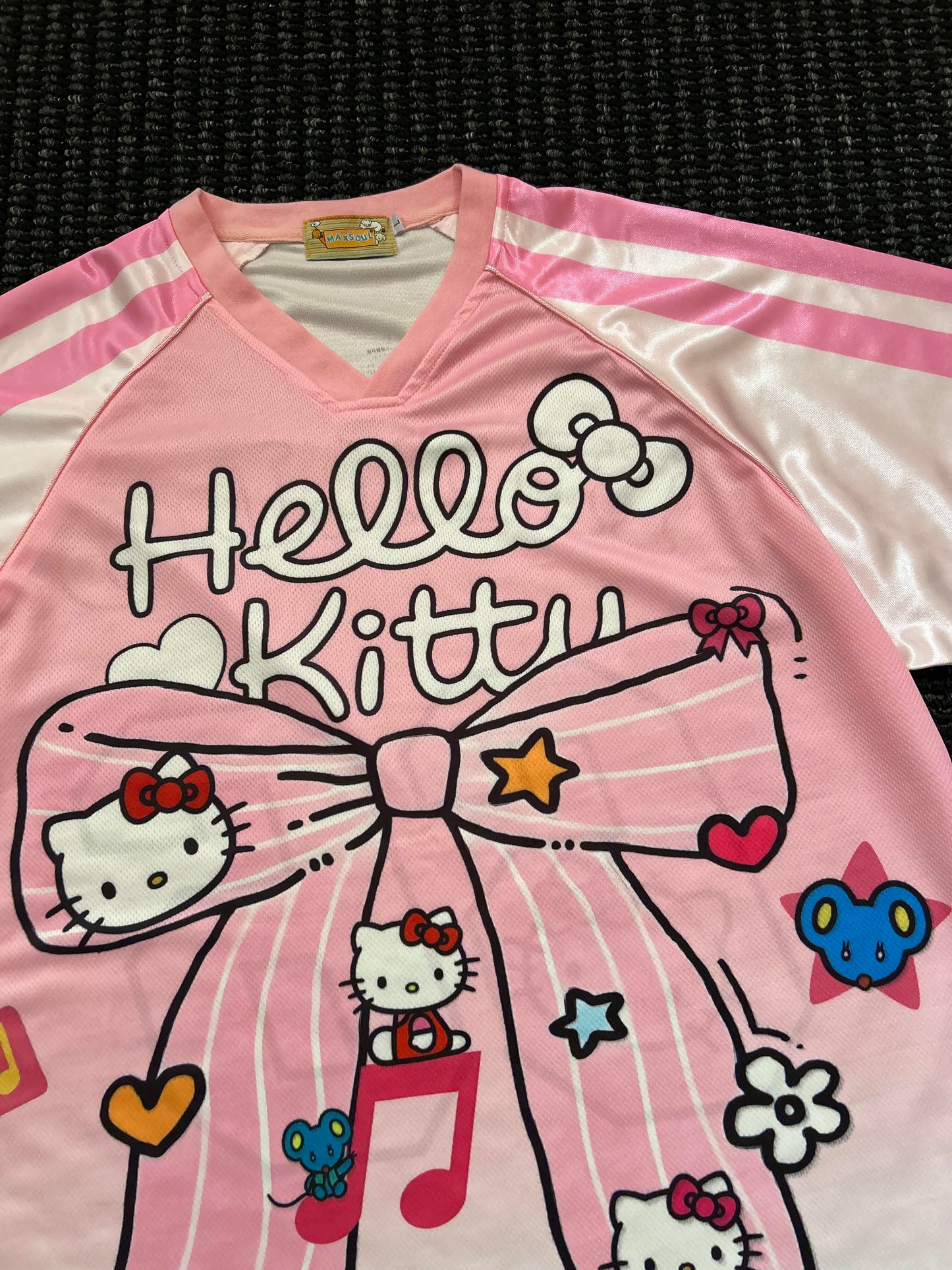 Hellokitty Pink Bow Blue Dodgers Cute Baseball Jersey Shirts Sports Uniform Summer Loose Short Sleeve Tops T-Shirts