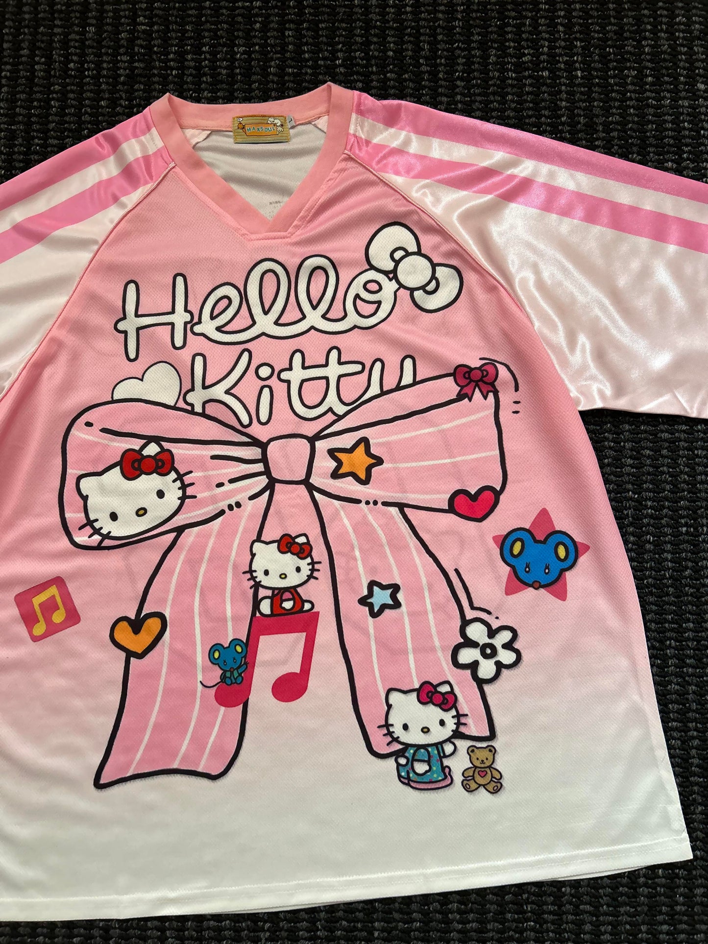 Hellokitty Pink Bow Blue Dodgers Cute Baseball Jersey Shirts Sports Uniform Summer Loose Short Sleeve Tops T-Shirts