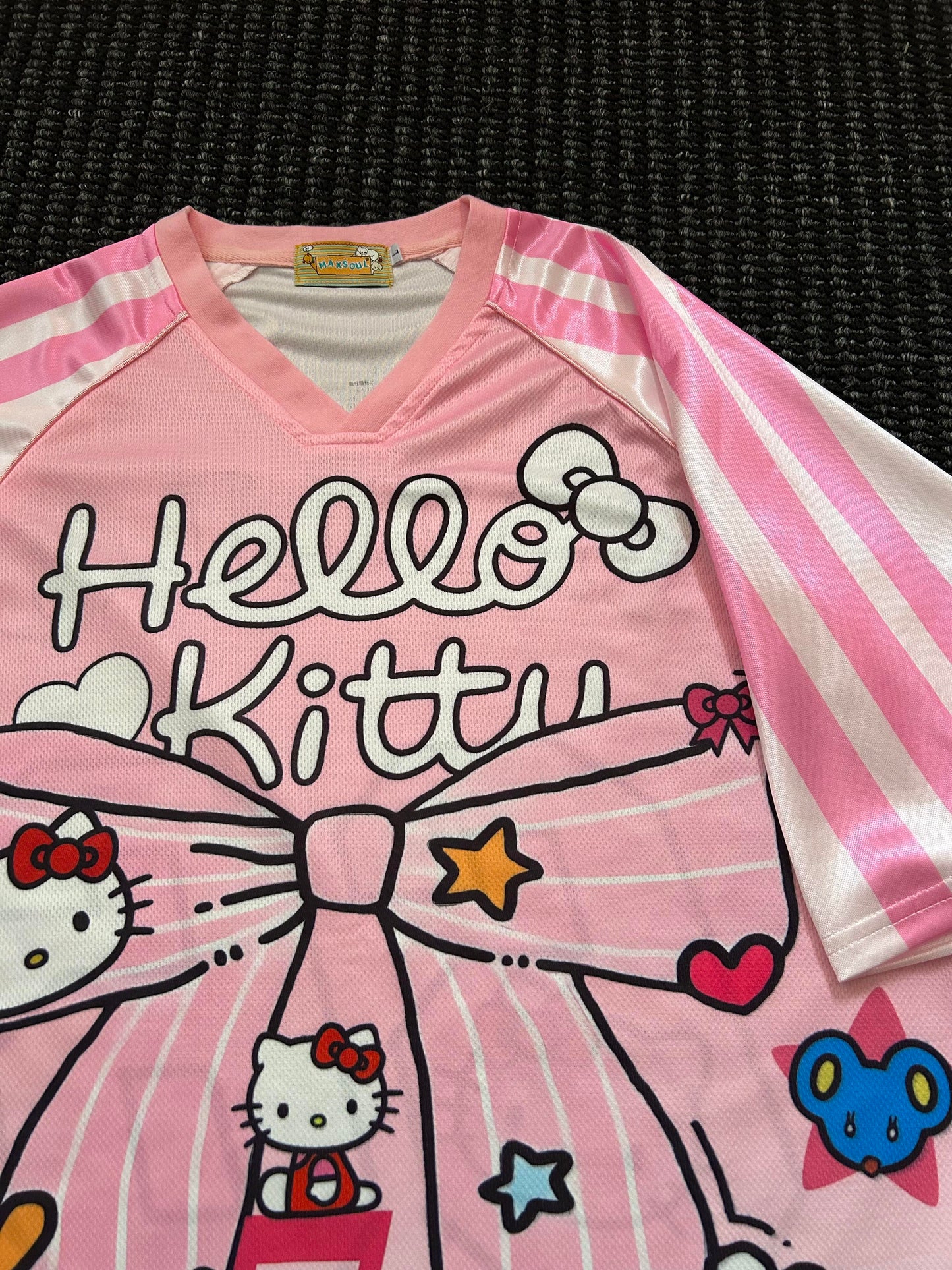 Hellokitty Pink Bow Blue Dodgers Cute Baseball Jersey Shirts Sports Uniform Summer Loose Short Sleeve Tops T-Shirts