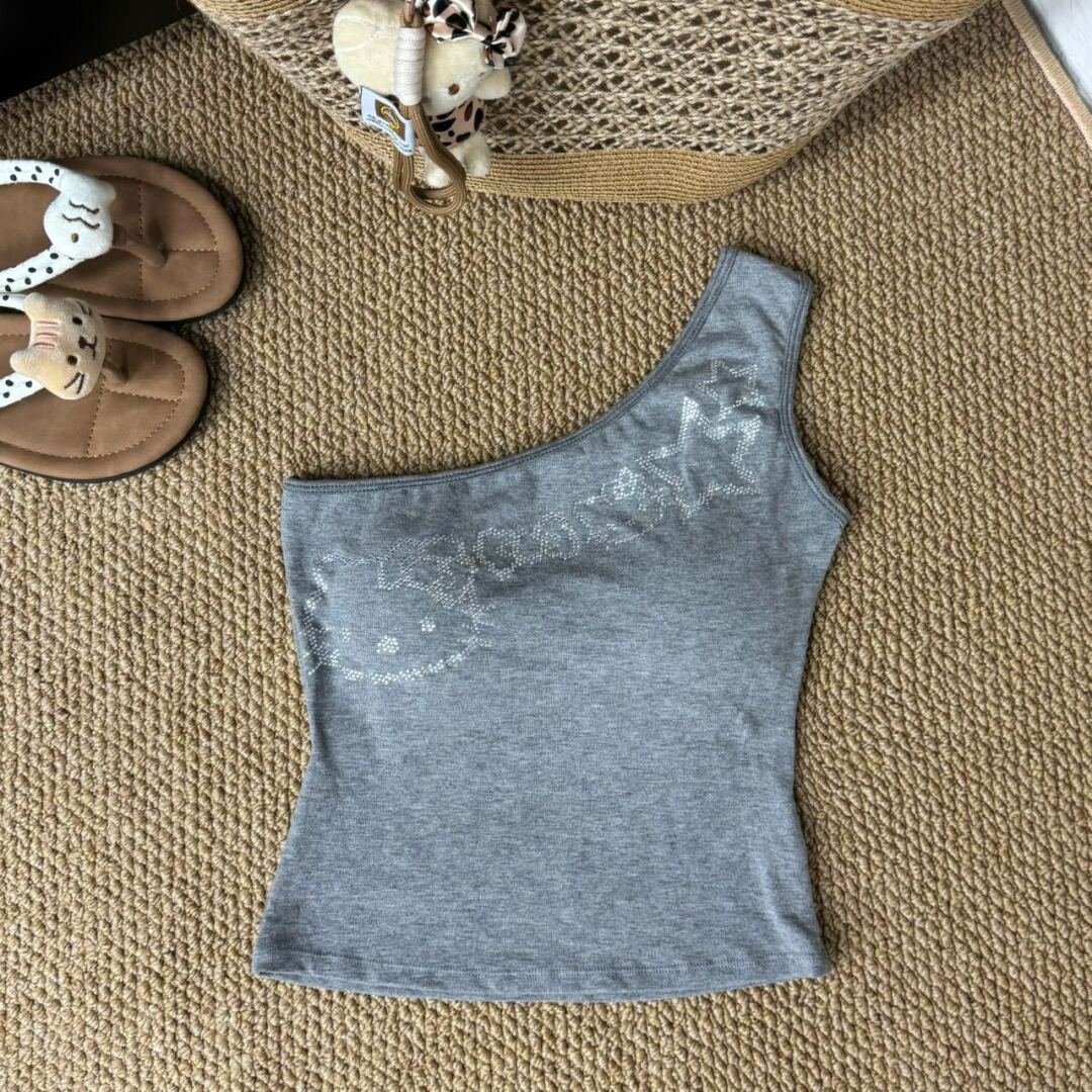 Hellokitty One Shoulder Tank Tops Summer Going Out Tops Asymmetrical Sleeveless Shirts