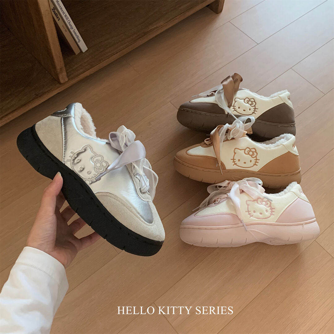 Hellokitty Cute Sneakers Ribbon Shoe Laces Casual Fashion Comfortable Classic Fall Shoes