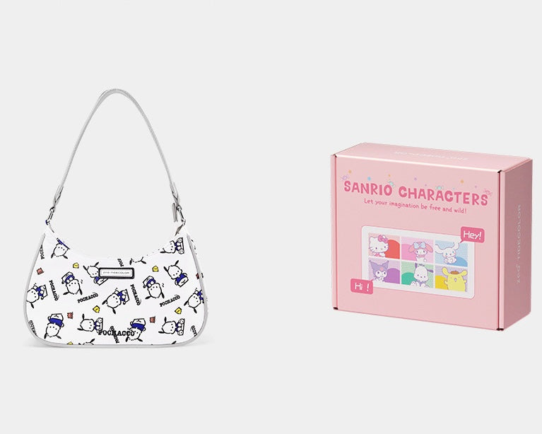 Sanrio Hobo Bag for Women Nylon Shoulder Crossbody Bags Y2K Small Clutch Totes Handbag Evening Armpit Top Handle Purse(gift box packaging)