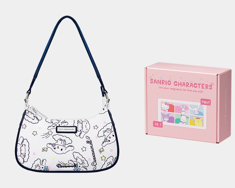 Sanrio Hobo Bag for Women Nylon Shoulder Crossbody Bags Y2K Small Clutch Totes Handbag Evening Armpit Top Handle Purse(gift box packaging)