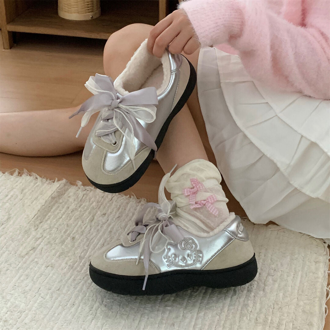 Hellokitty Cute Sneakers Ribbon Shoe Laces Casual Fashion Comfortable Classic Fall Shoes