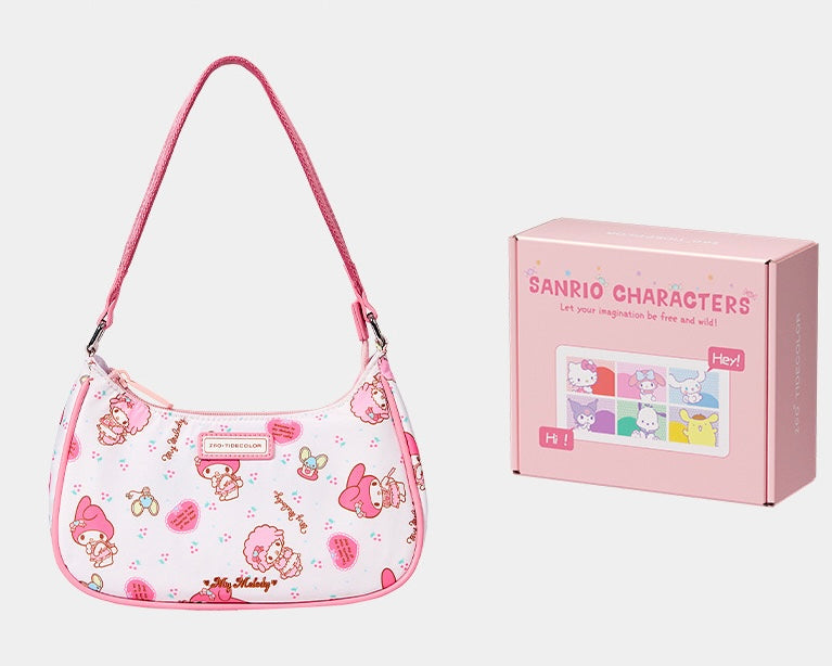 Sanrio Hobo Bag for Women Nylon Shoulder Crossbody Bags Y2K Small Clutch Totes Handbag Evening Armpit Top Handle Purse(gift box packaging)