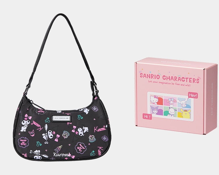 Sanrio Hobo Bag for Women Nylon Shoulder Crossbody Bags Y2K Small Clutch Totes Handbag Evening Armpit Top Handle Purse(gift box packaging)