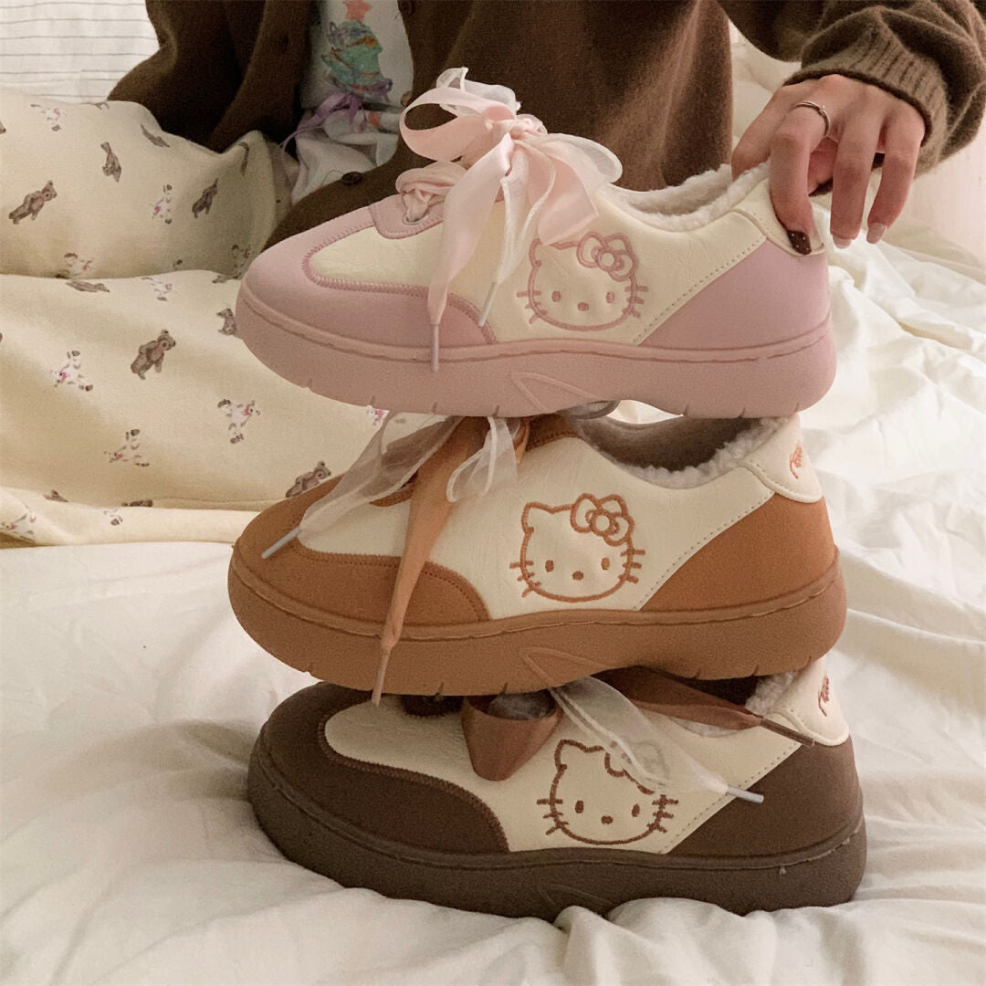 Hellokitty Cute Sneakers Ribbon Shoe Laces Casual Fashion Comfortable Classic Fall Shoes