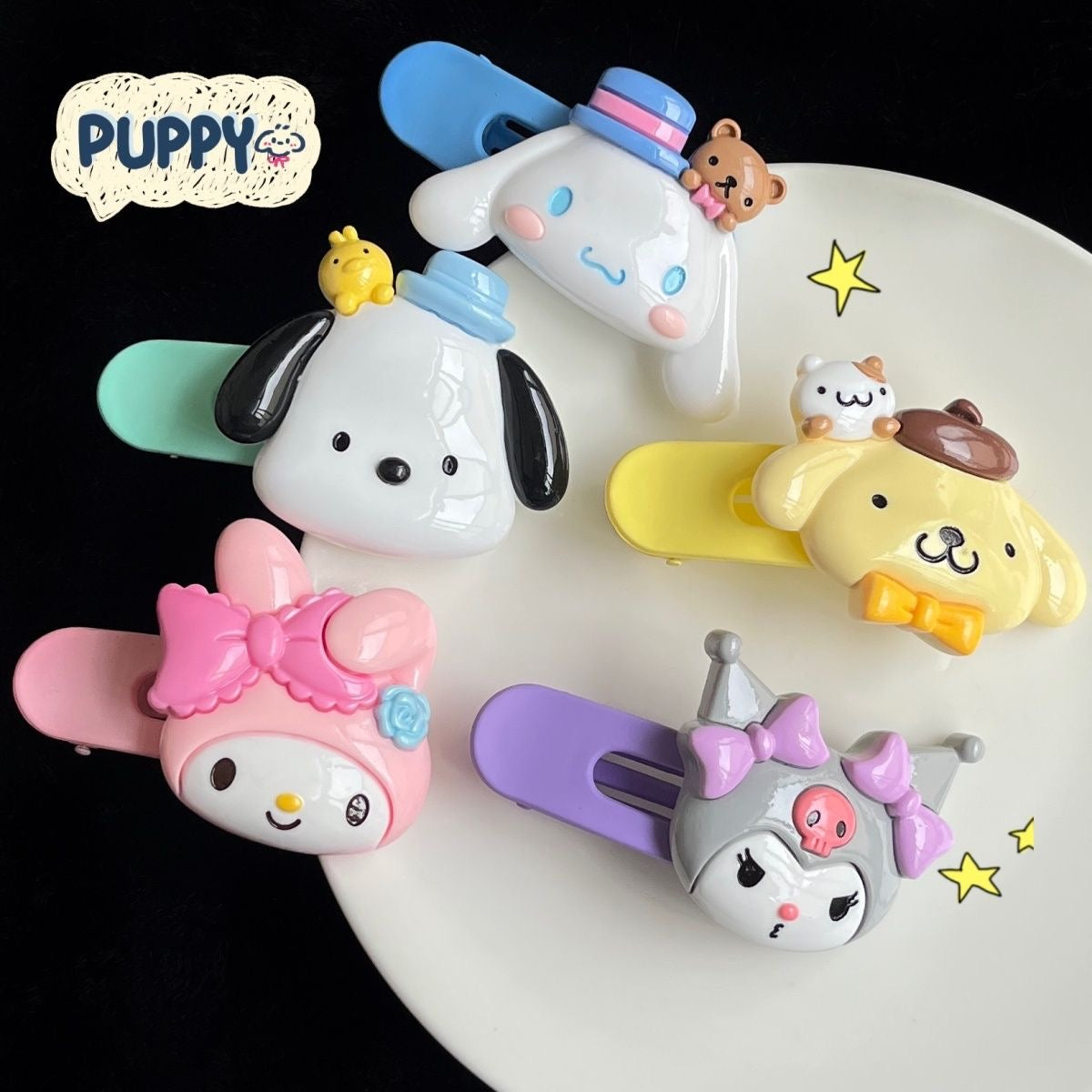 5PCS Sanrio Hairpins Snap Hair Clips Accessories Hair Gift, Cute Cartoon Hair Barrettes for Women Girls