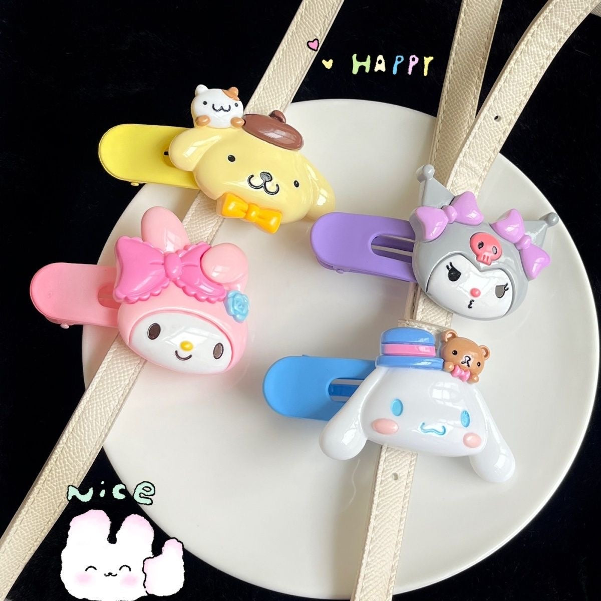 5PCS Sanrio Hairpins Snap Hair Clips Accessories Hair Gift, Cute Cartoon Hair Barrettes for Women Girls
