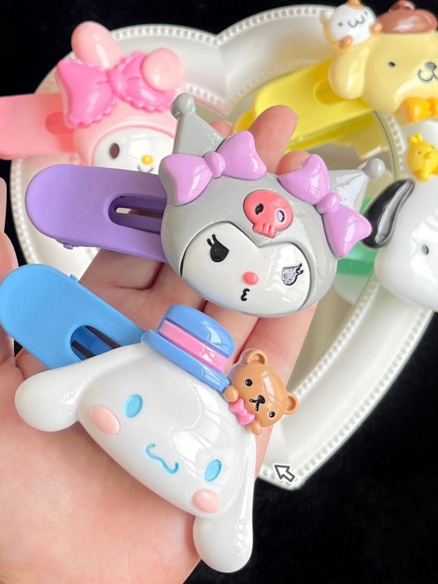 5PCS Sanrio Hairpins Snap Hair Clips Accessories Hair Gift, Cute Cartoon Hair Barrettes for Women Girls