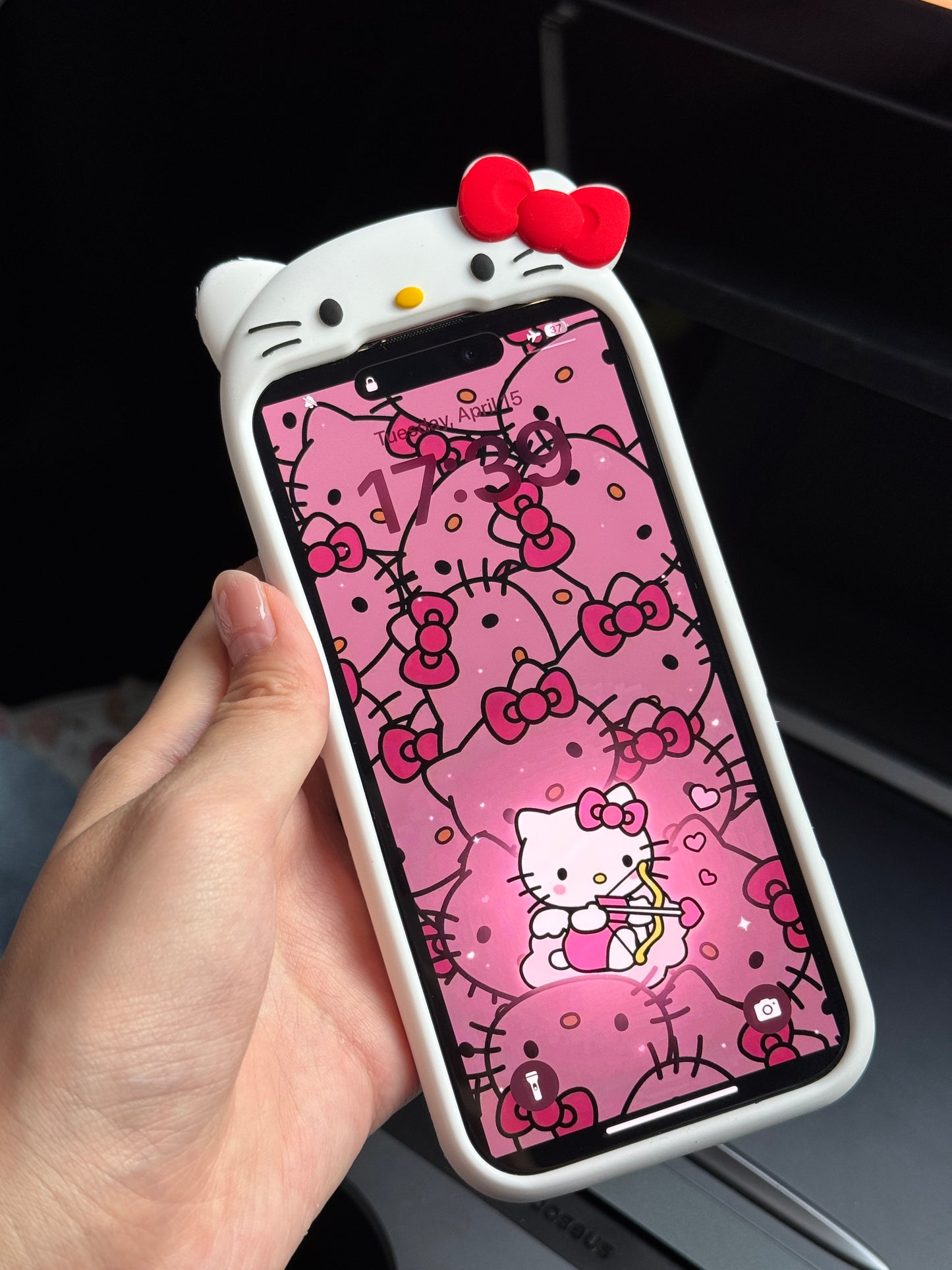 Hellokitty Shape White Silicone Cute Kawaii Phone Case