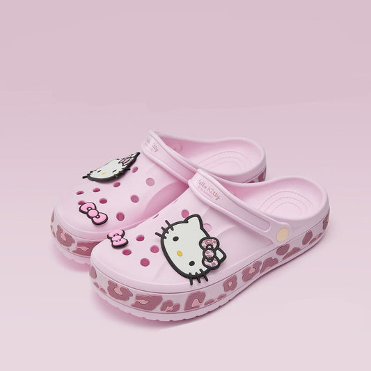 Hello Kitty Leopard-print Clogs Slip on Water Casual Sandal Shoes