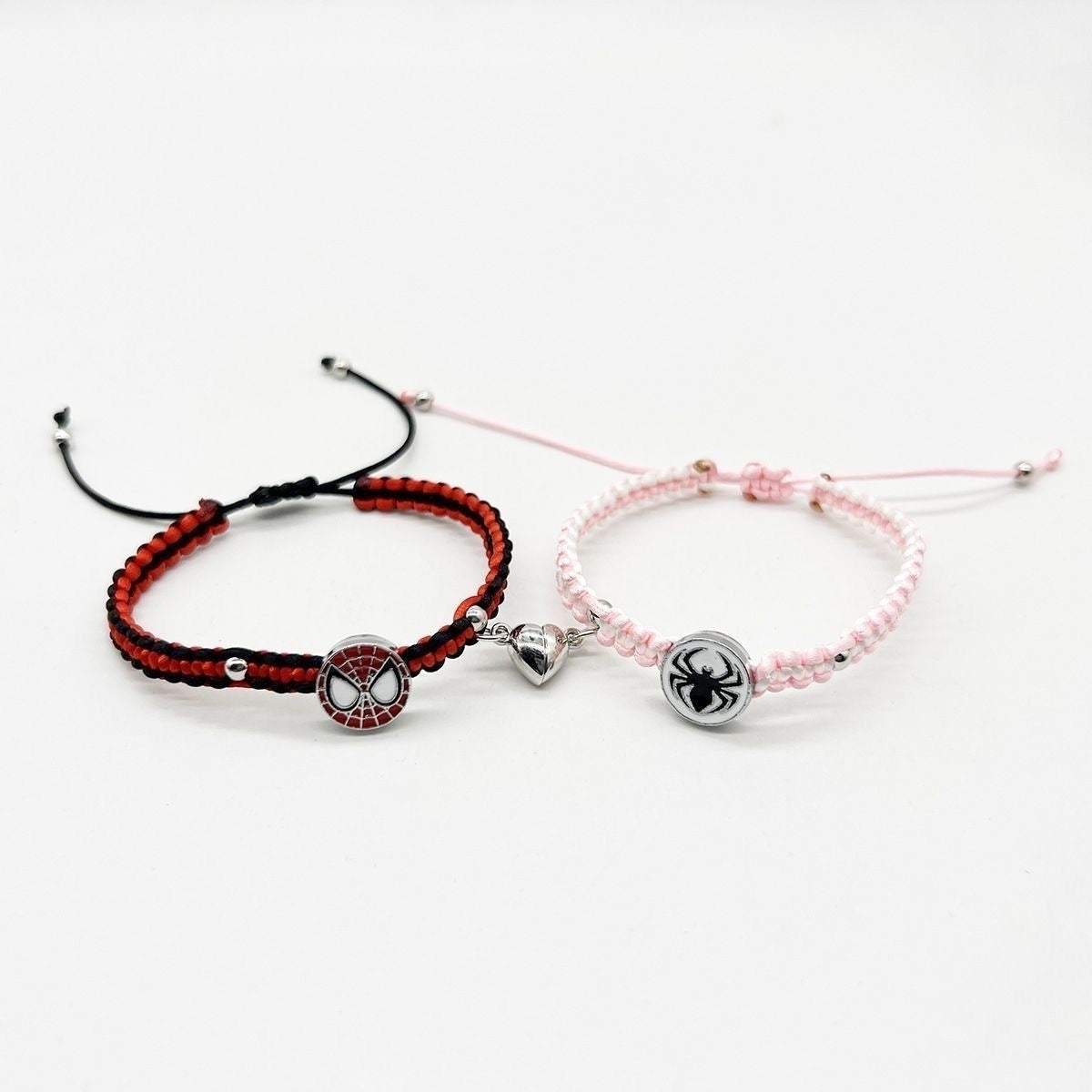 Hellokitty and Spiderman 2 Pcs Magnetic Couples Adjustable Bracelets