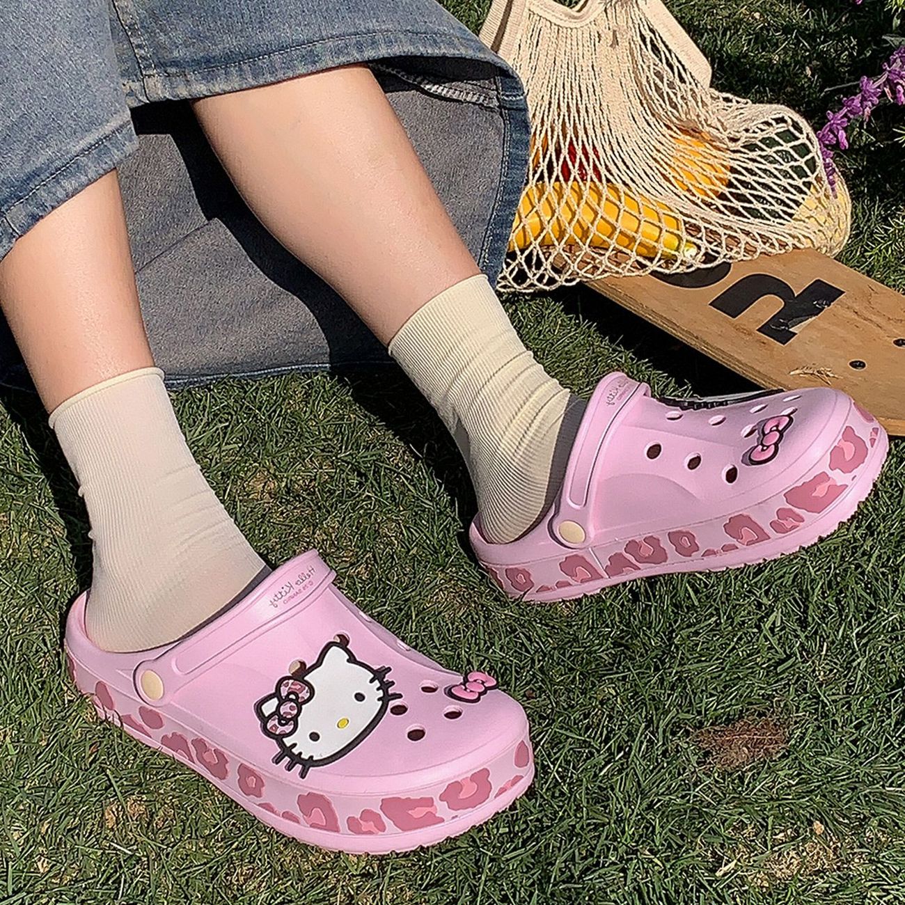 Hello Kitty Leopard-print Clogs Slip on Water Casual Sandal Shoes