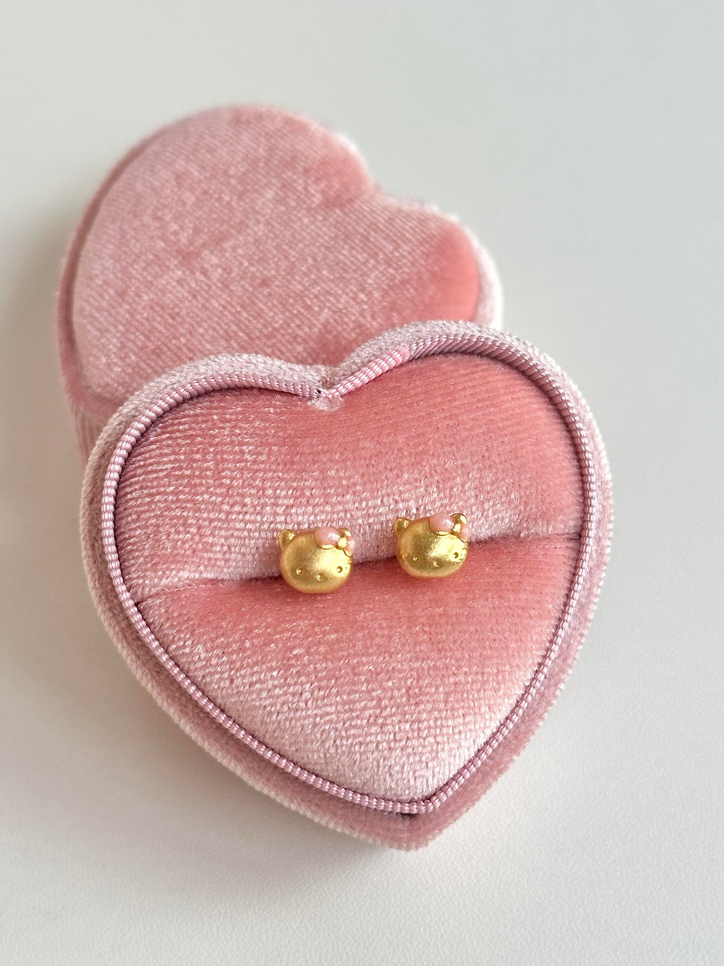 Hello Kitty Pink Bow Gold Color Earrings 2pcs
