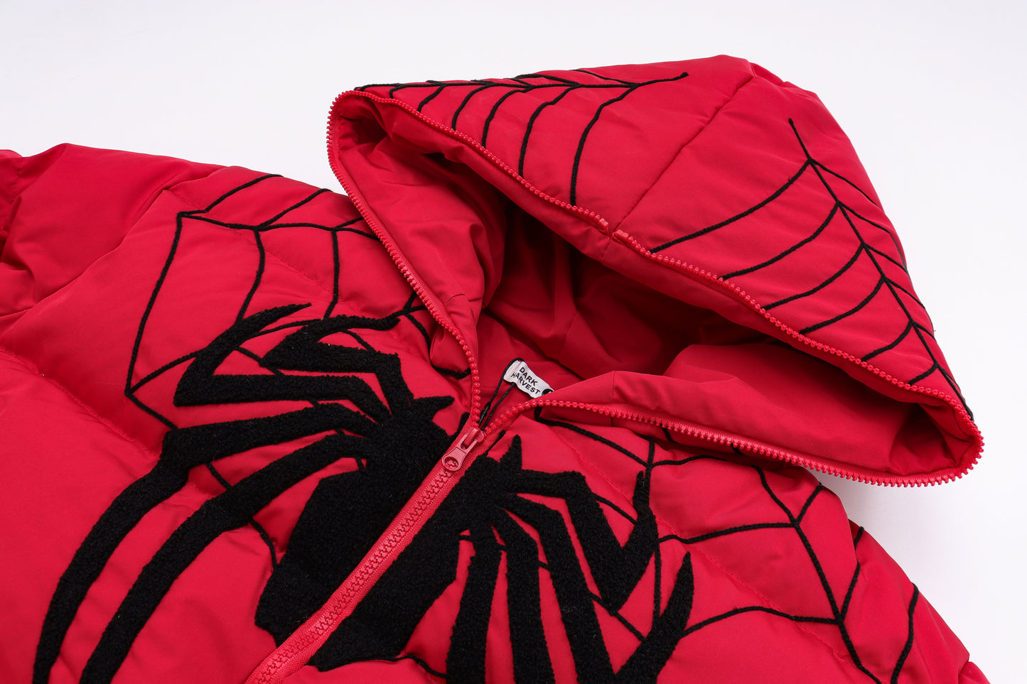 Spiderman Winter Long Sleeve Zip Hooded Puffer Jacket Coat Pockets Baggy Short Down Coat