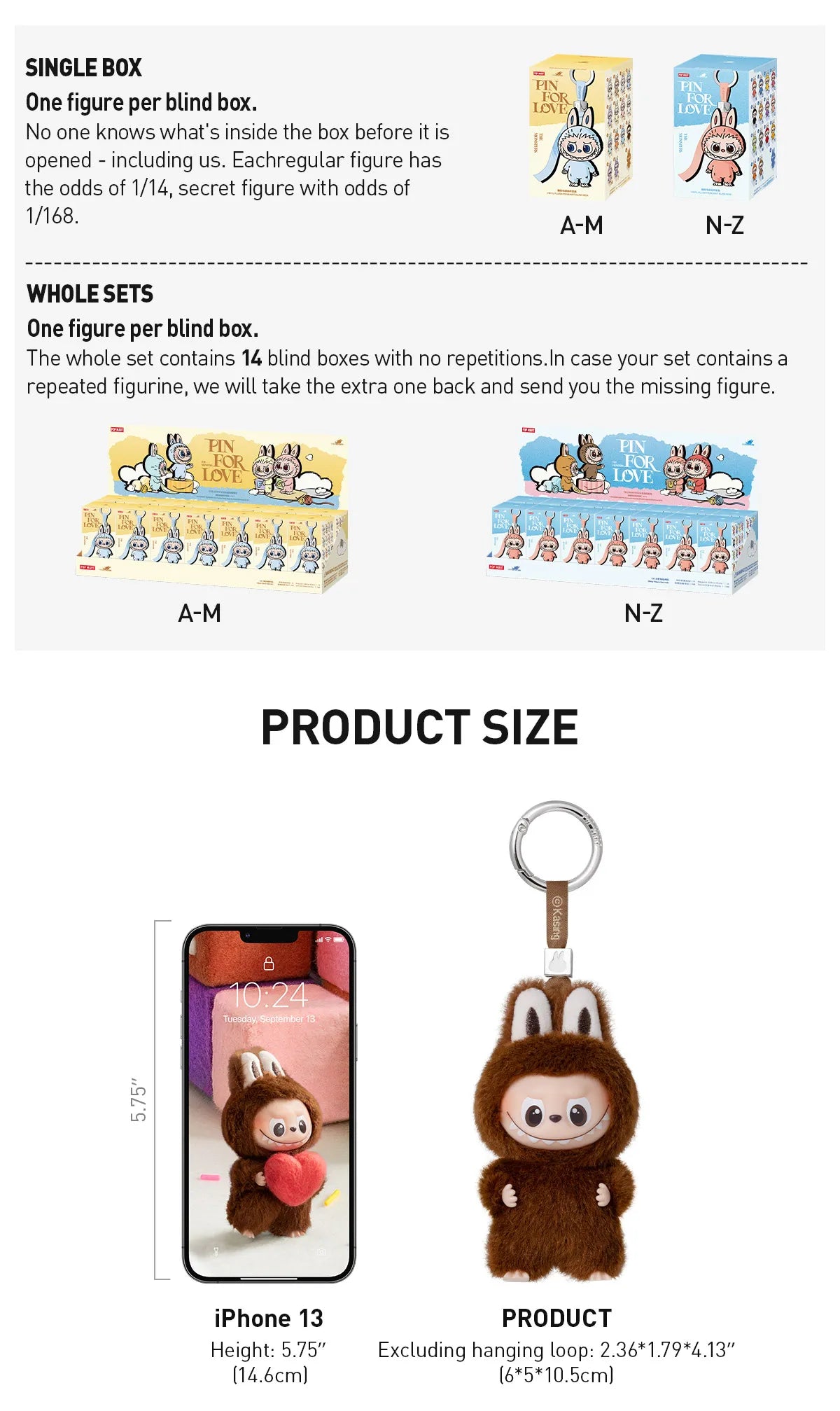 Mini Labubu Pin for Love Series Vinyl Plush Pendant Blind Box