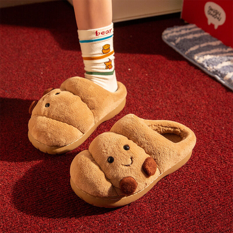 Croissant Jellycat Fuzzy Scuff Slippers Soft Comfy Memory Foam Non-slip Indoor House Shoes