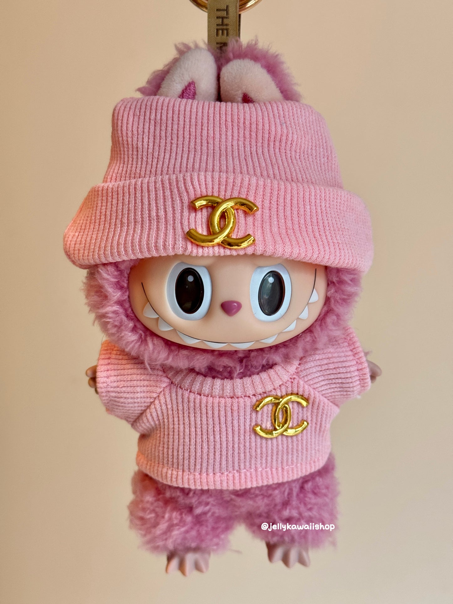 Pink Cl 17cm Labubu Clothes Set(NO DOLL)  Accessories Suit Cute Clothes for Labubu Dress up Unique Style