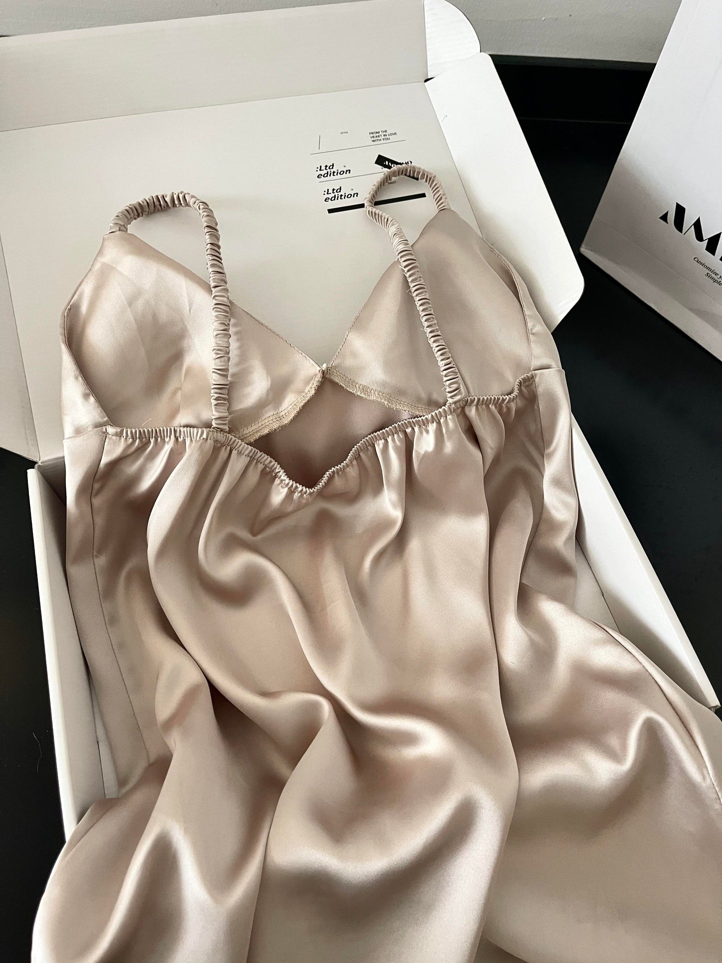 Hellokitty Champagne Silk Cute Nightgown for Women Satin Slip Dress Nightdress