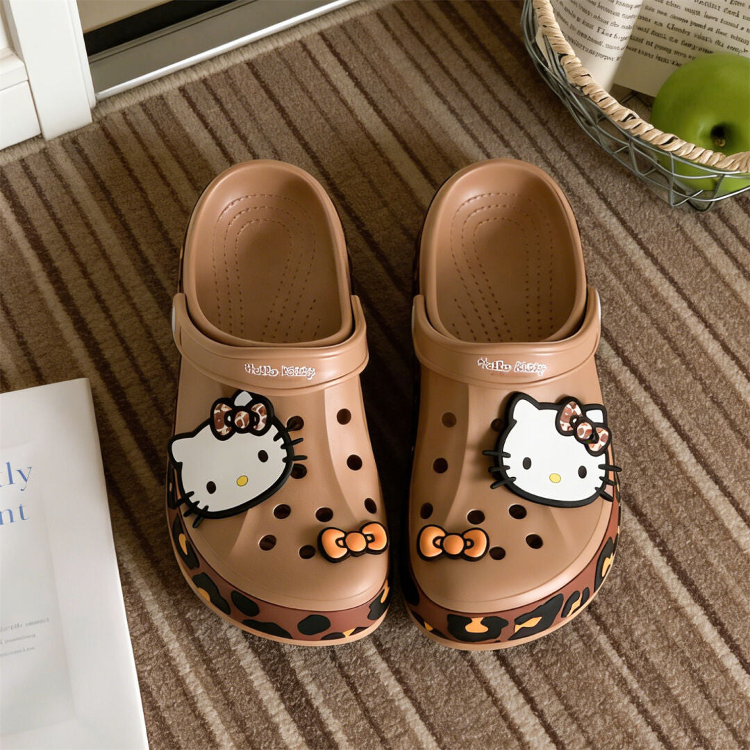 Hello Kitty Leopard-print Clogs Slip on Water Casual Sandal Shoes