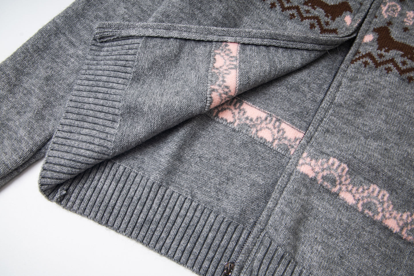 Girly Zip Up Hooded Cardigan Sweater with Fur Hood Jackets Knitted Drop Shoulder Fall Clothes Winter Hoodies Outerwear