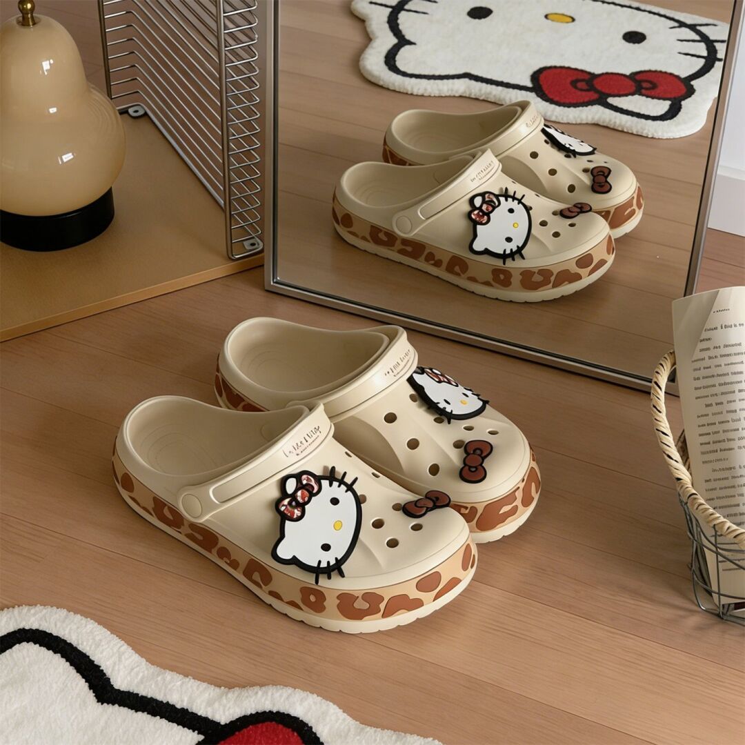 Hello Kitty Leopard-print Clogs Slip on Water Casual Sandal Shoes