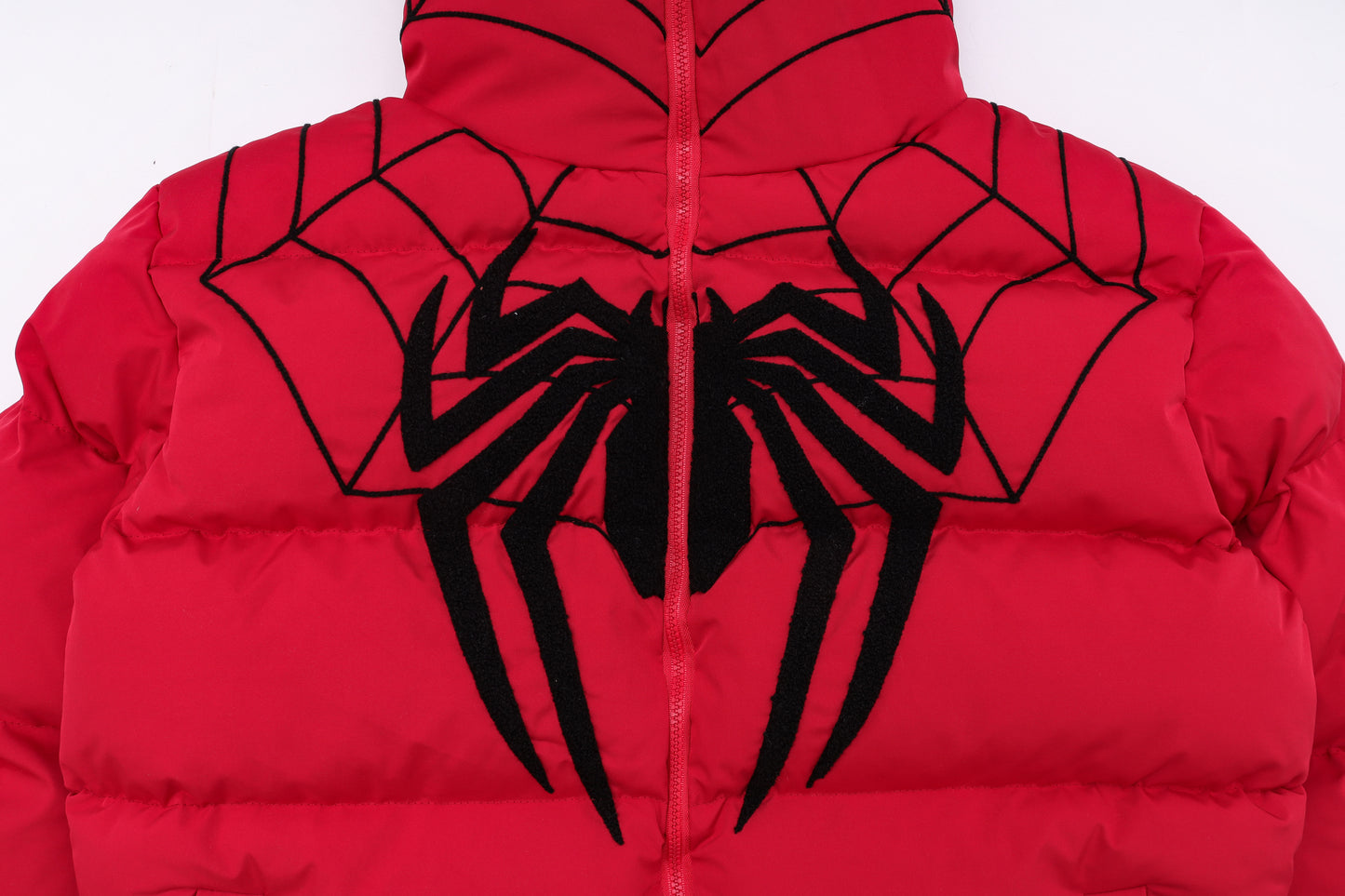 Spiderman Winter Long Sleeve Zip Hooded Puffer Jacket Coat Pockets Baggy Short Down Coat