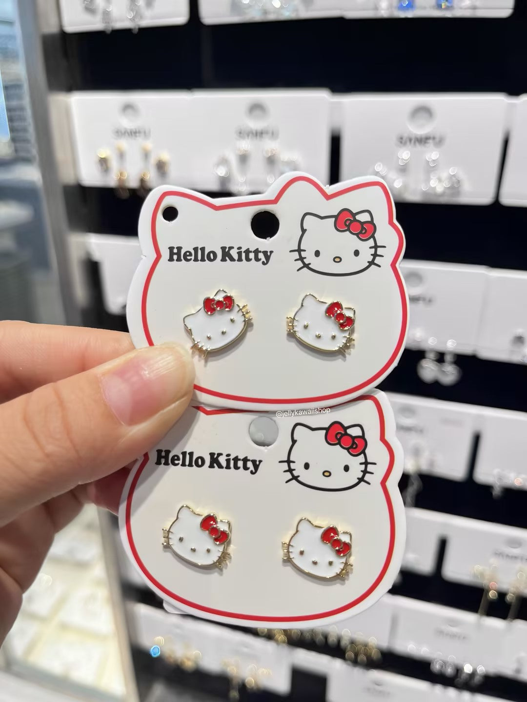 Hello Kitty Sparkling Openwork Bow Pendant Earrings 2PCS